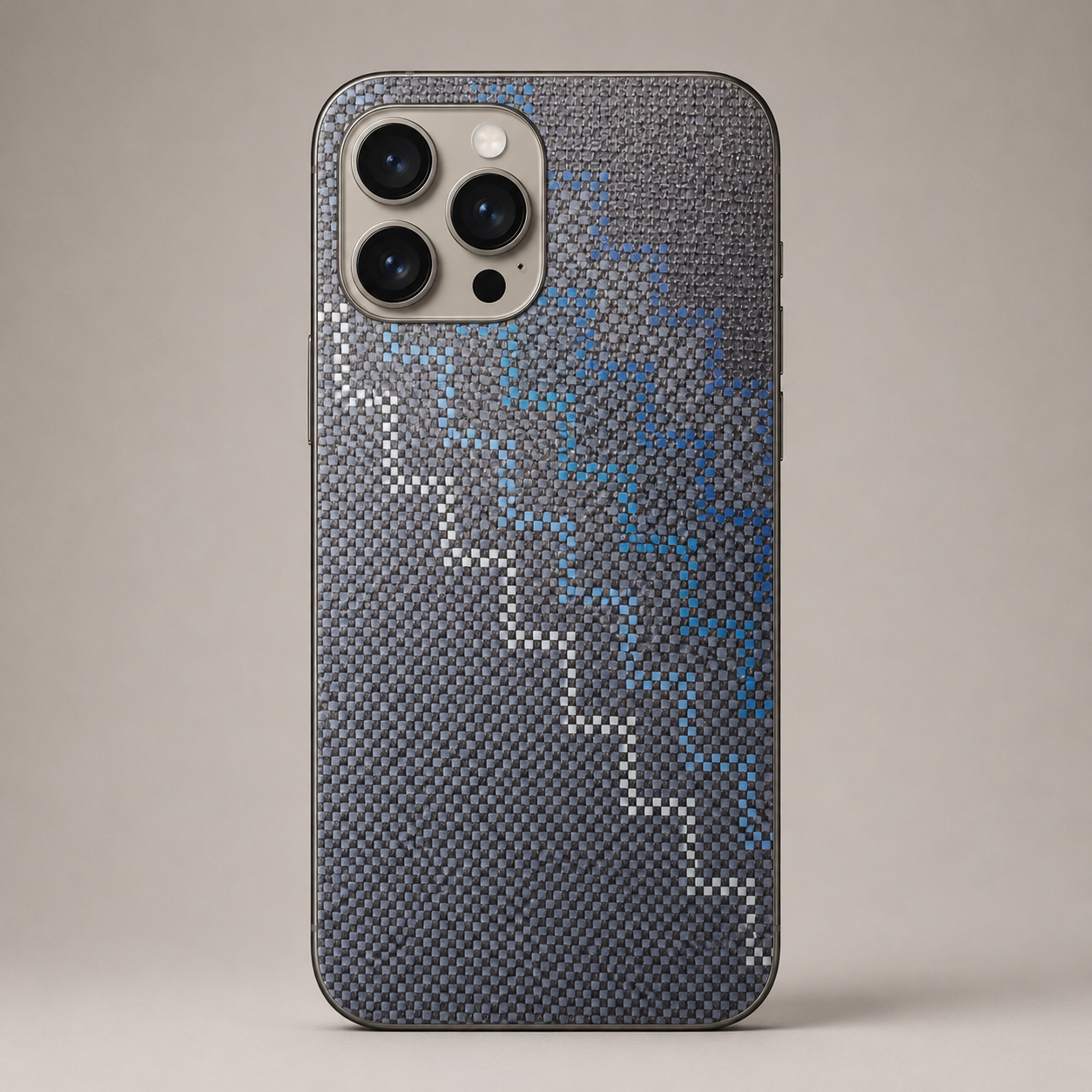 Blue Geometric Carbon Fiber Mobile Back Skin Sticker | Custom Fit for All Phone Models