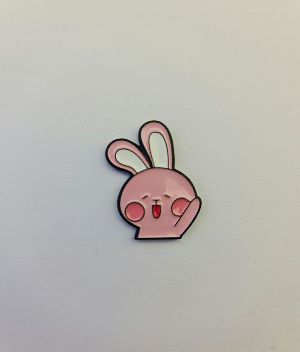 Cute Pink Bunny Metal Sticker – Kawaii Rabbit Decal for Phone, Laptop & Tablet