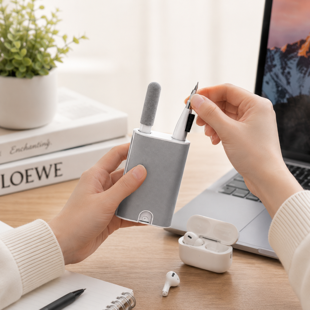 Multifunctional Electronics Cleaning Kit – 5-in-1 Cleaning Tool for Earbuds, Keyboards, Phones & Laptops
