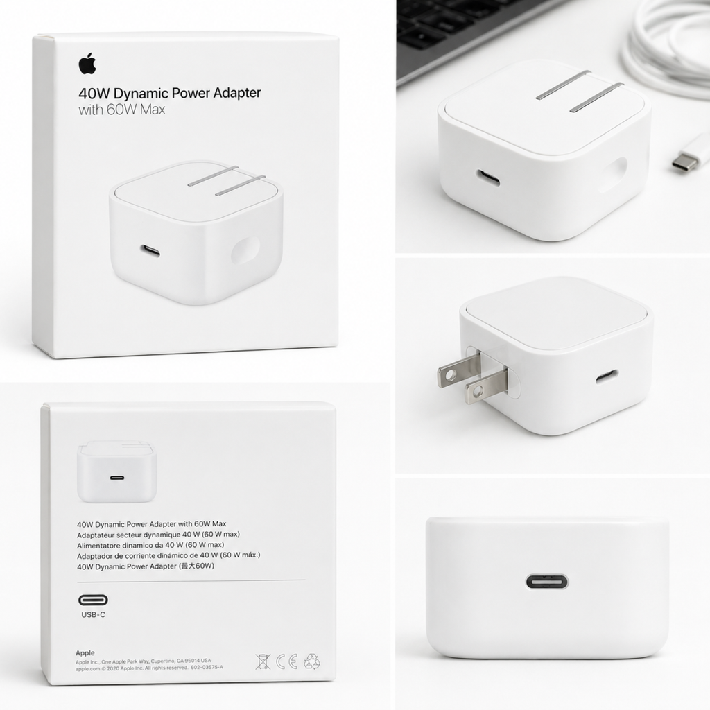 Apple 40W USB-C Dynamic Power Adapter | Fast Charging Power Brick (60W Max Output)
