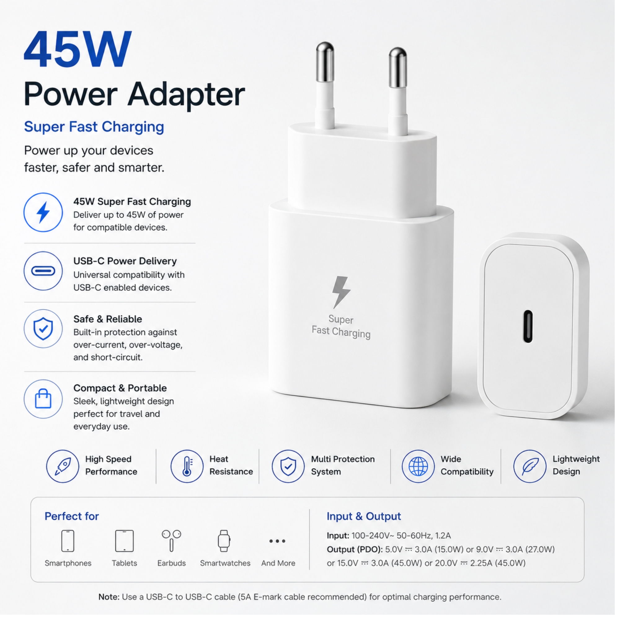 Samsung 45W Super Fast Charging USB-C Power Adapter – PD Fast Charger