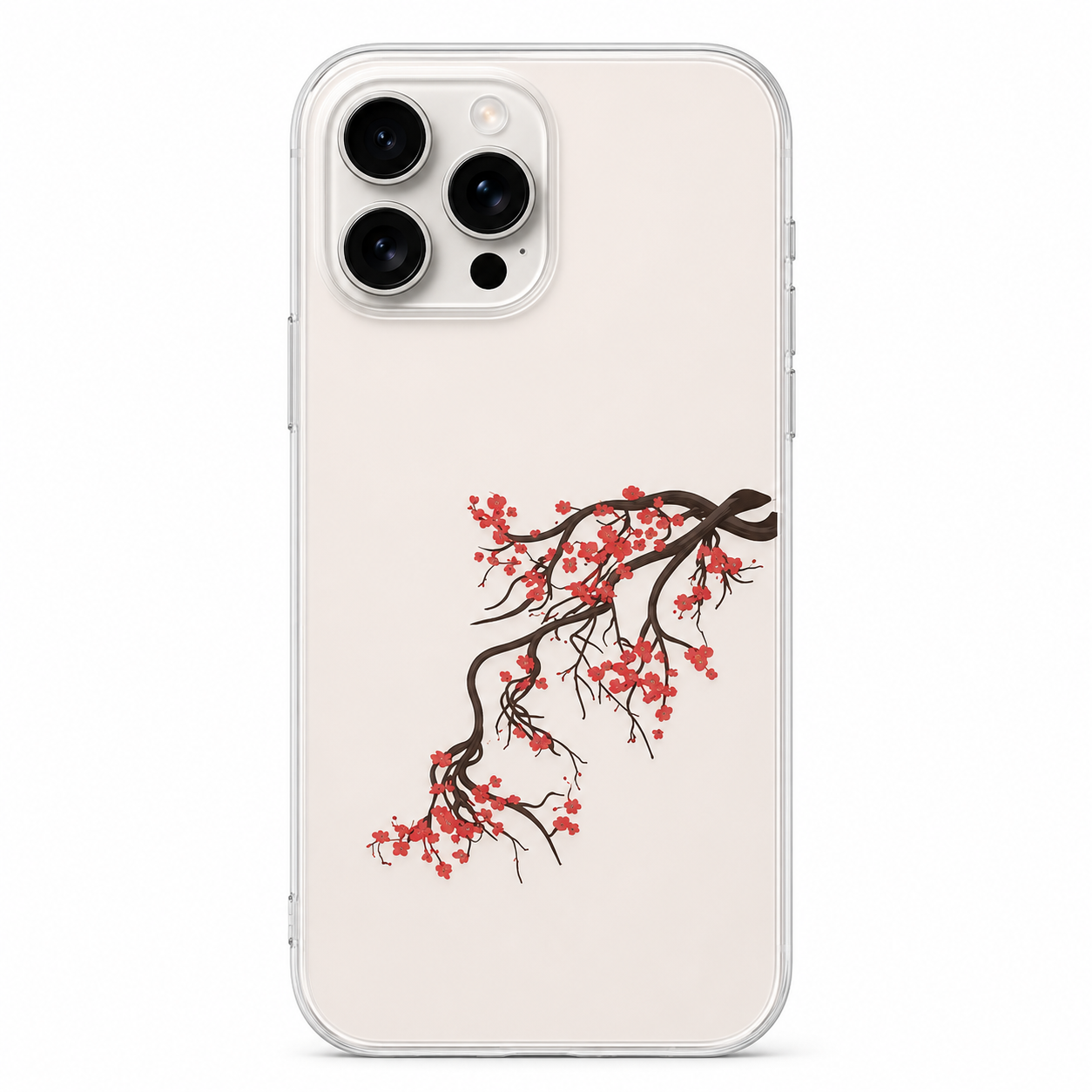 Cherry Blossom Branch Clear Phone Sticker | Elegant Sakura Floral Decal for iPhone & Android Cases