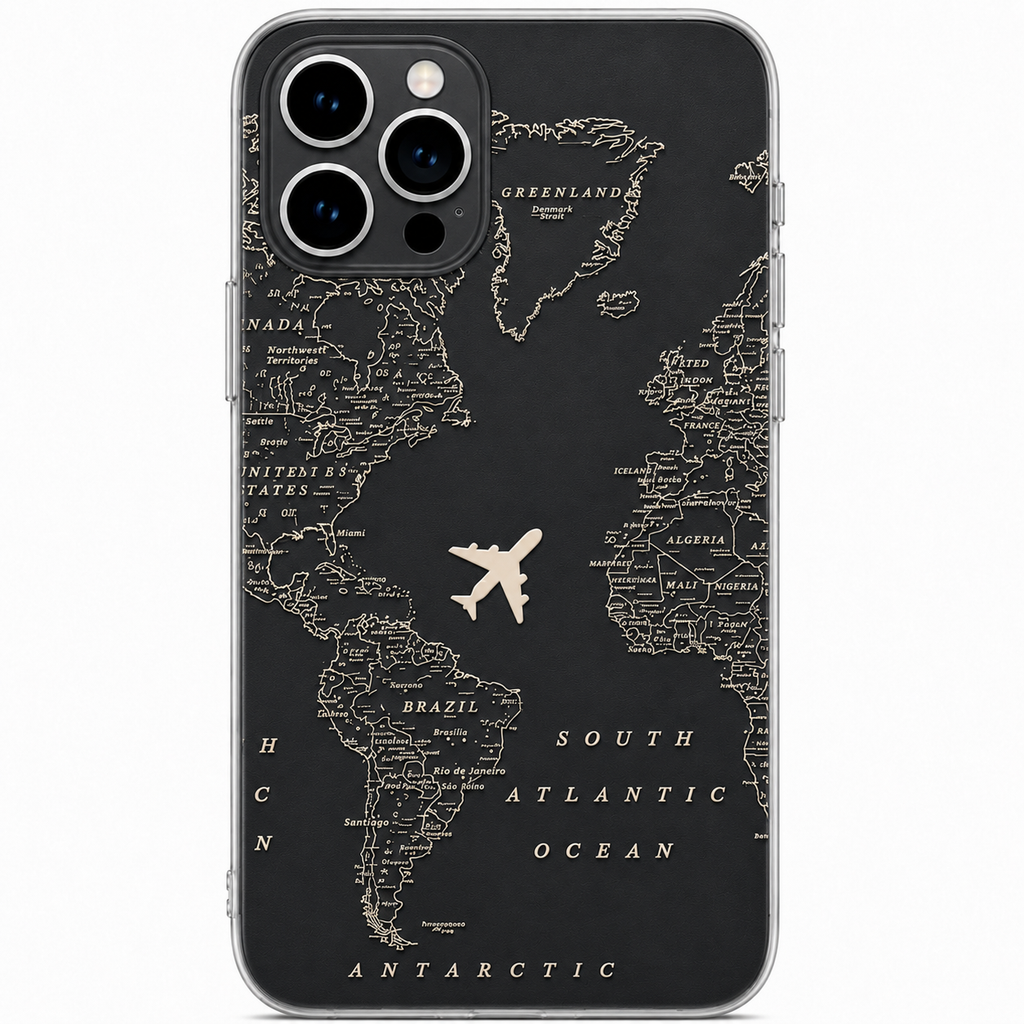 Vintage World Map Travel Phone Sticker | Airplane Route Vinyl Decal for Clear Cases
