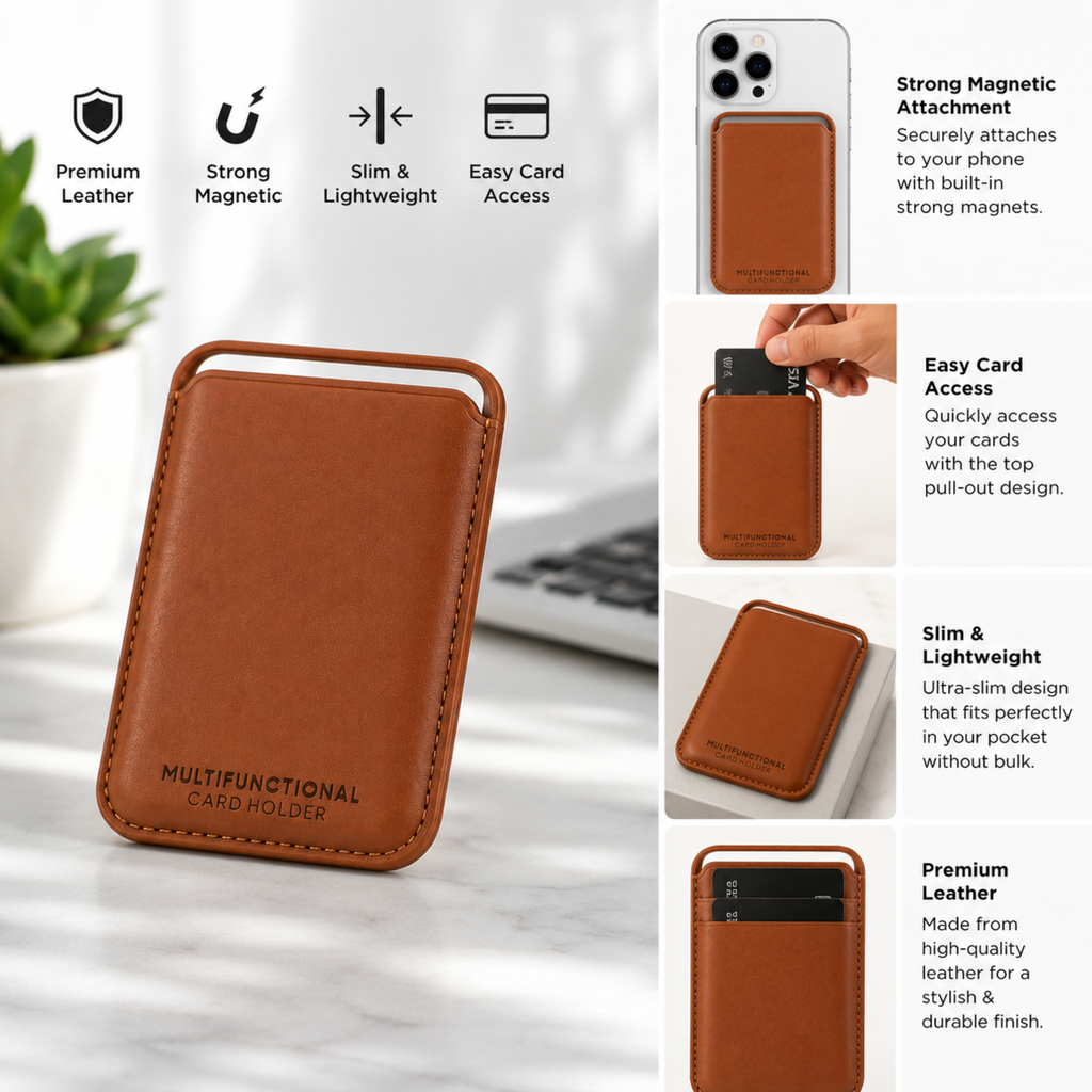 Apple MagSafe Leather Wallet Card Holder – Magnetic Slim Wallet for iPhone