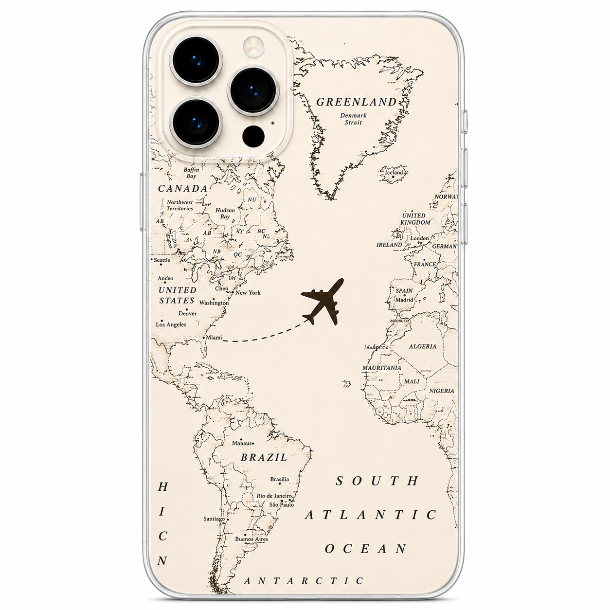 Vintage World Map Travel Phone Sticker | Airplane Route Vinyl Decal for Clear Cases