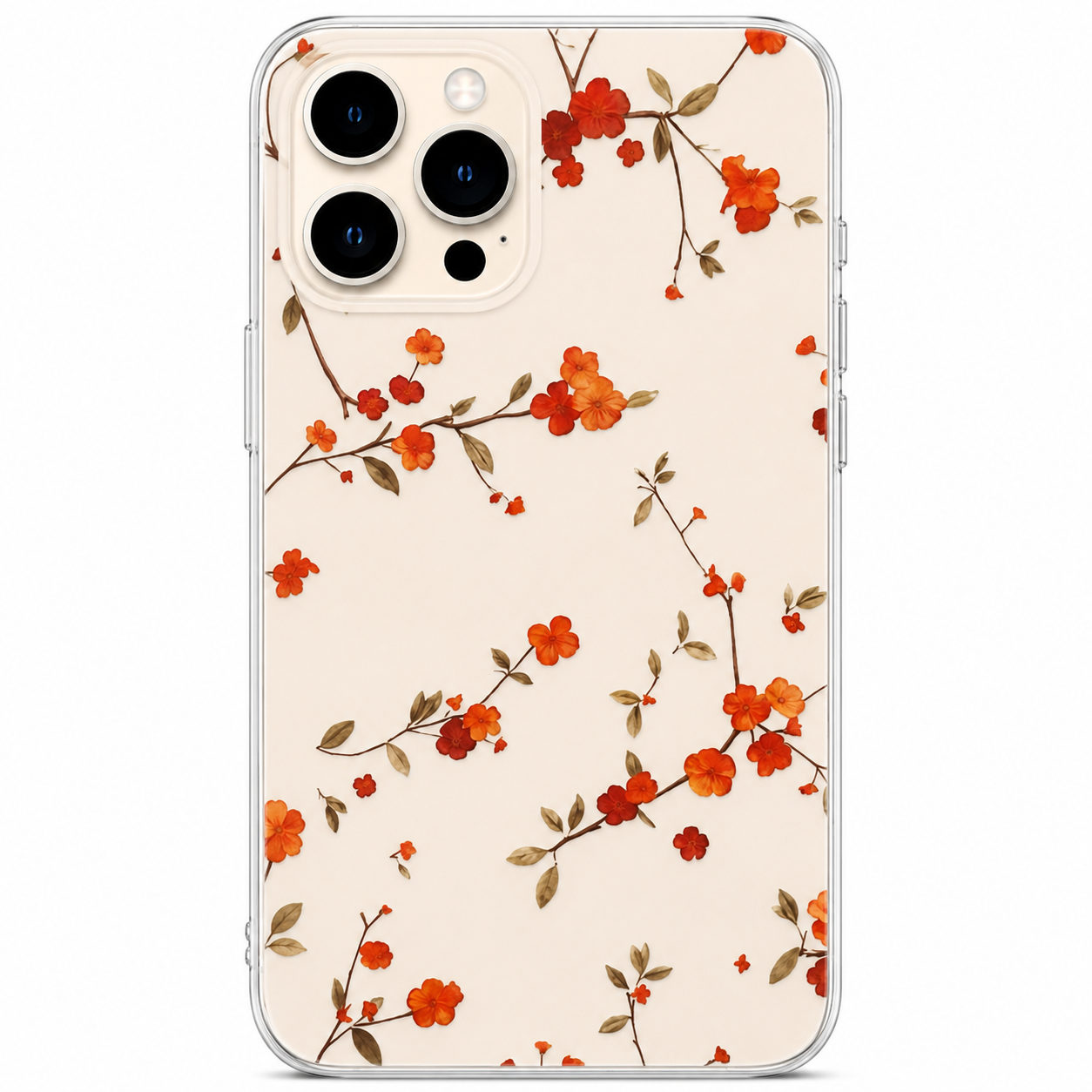Orange Wildflower Floral Phone Sticker | Elegant Botanical Vinyl Decal for matte 3D sheet