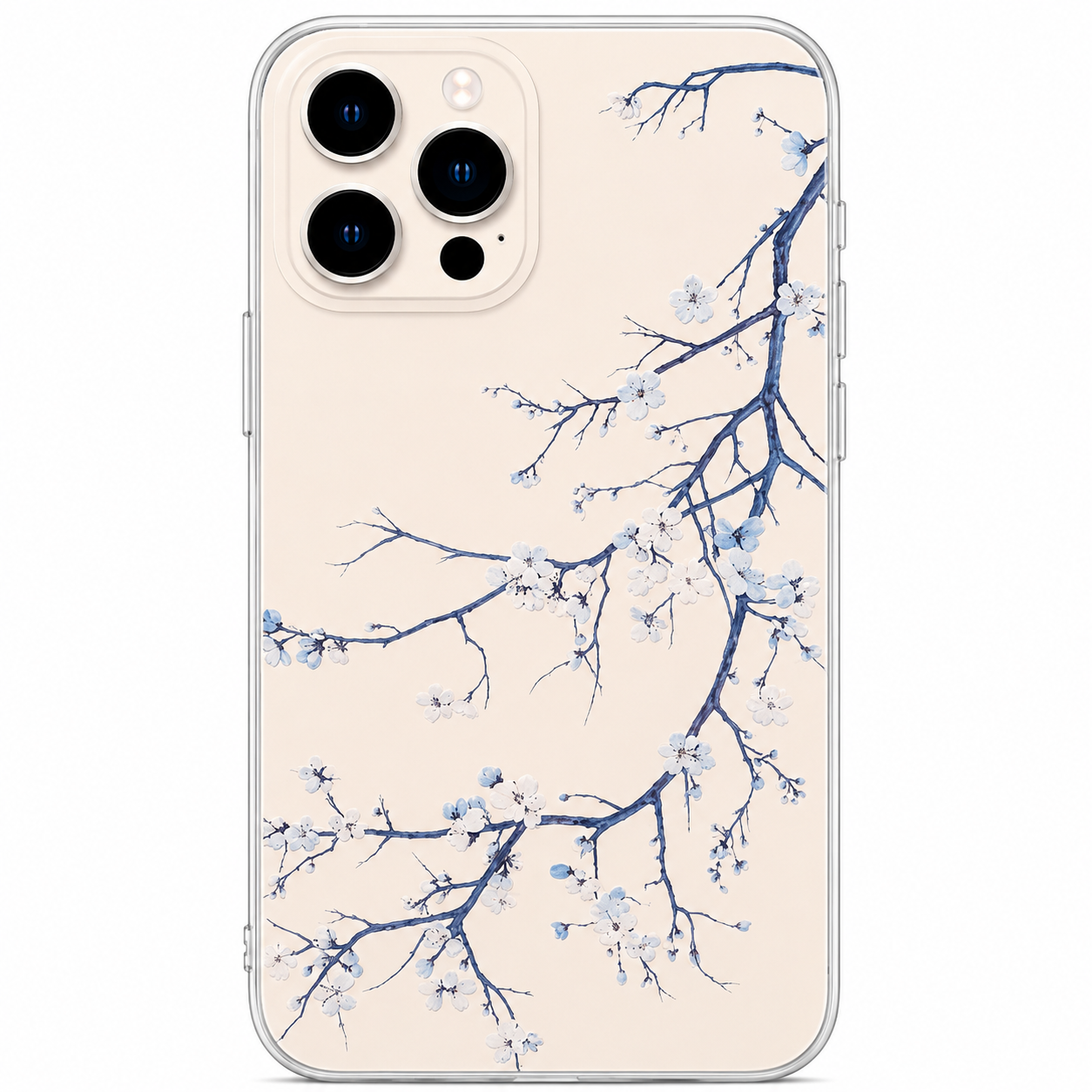Blue Cherry Blossom Branch Phone Sticker | Elegant Sakura Floral Vinyl Decal for matte 3D