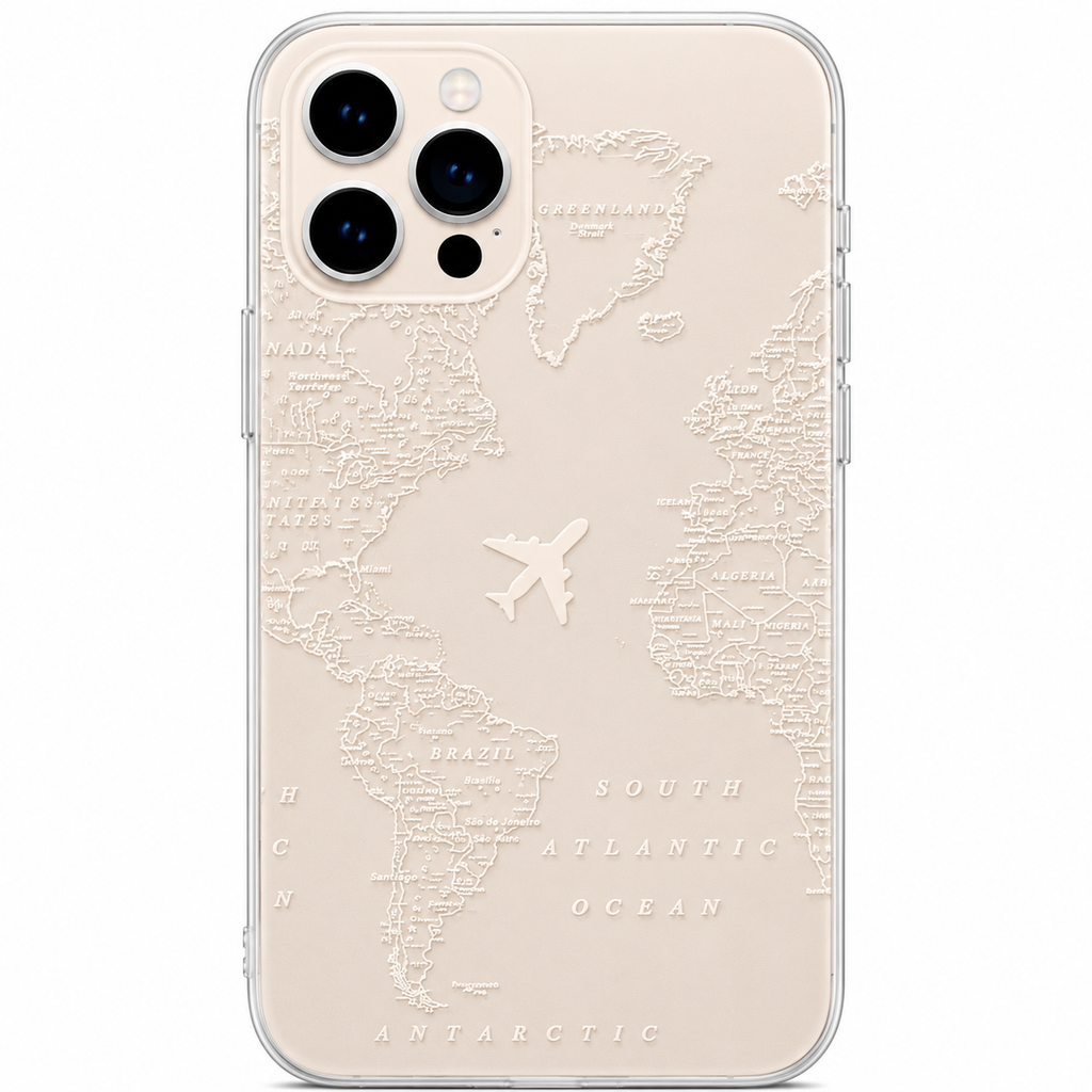 Vintage World Map Travel Phone Sticker | Airplane Route Vinyl Decal for Clear Cases
