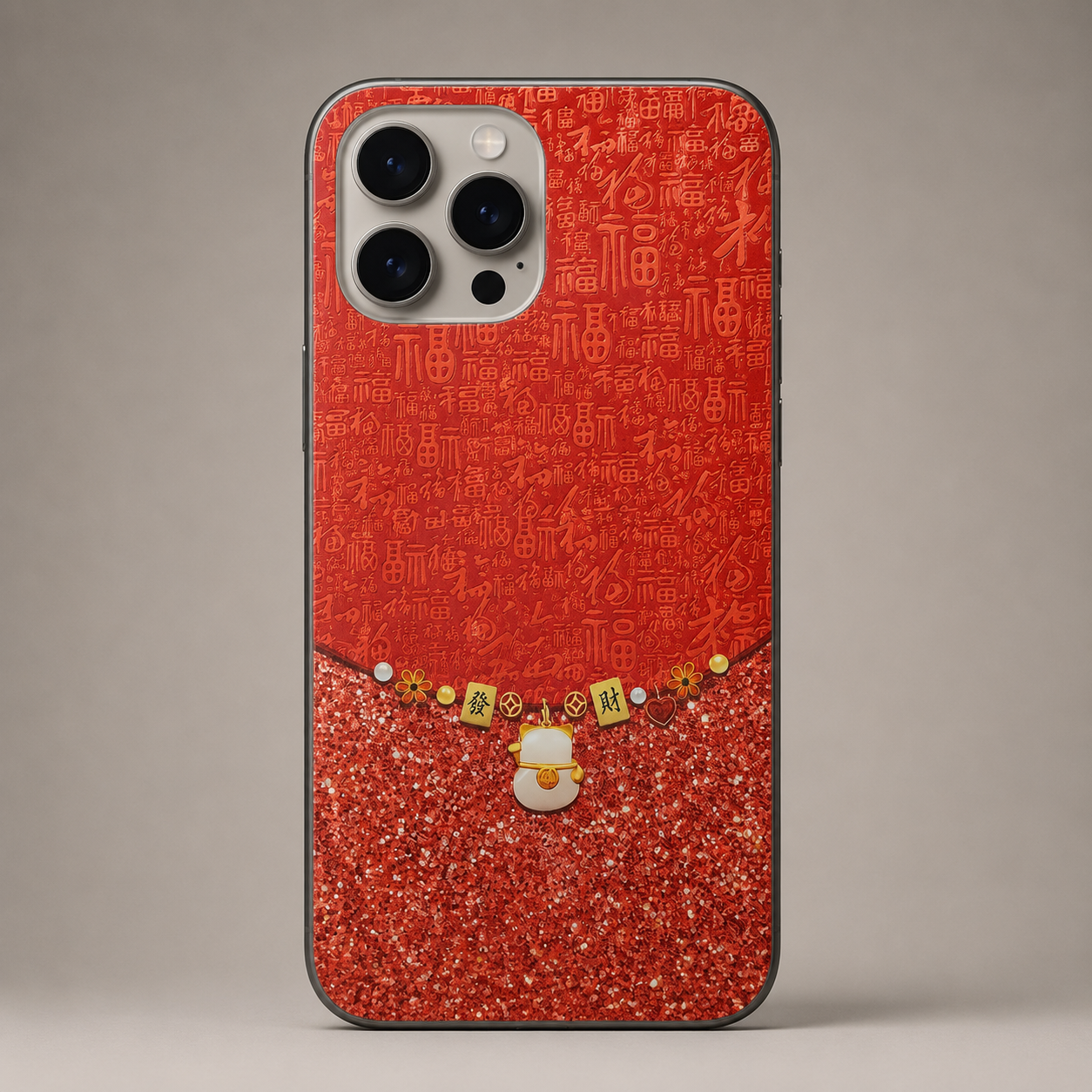 Premium red fortune-themed mobile back skin sticker featuring prosperity-inspired artwork. Custom-fit for all phone models, scratch-resistant, easy to apply, and stylish protection.