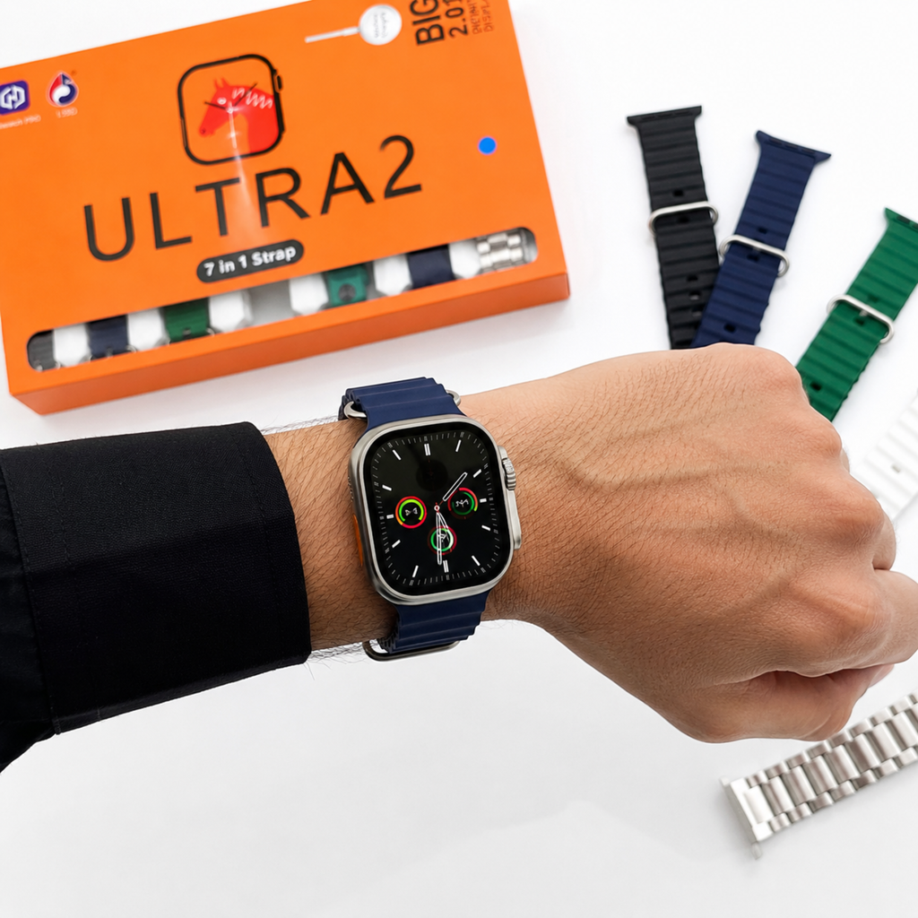 Ultra 2 Smart Watch with 7-in-1 Strap Set – 2.01" HD Display | Bluetooth Calling | Wireless Charging